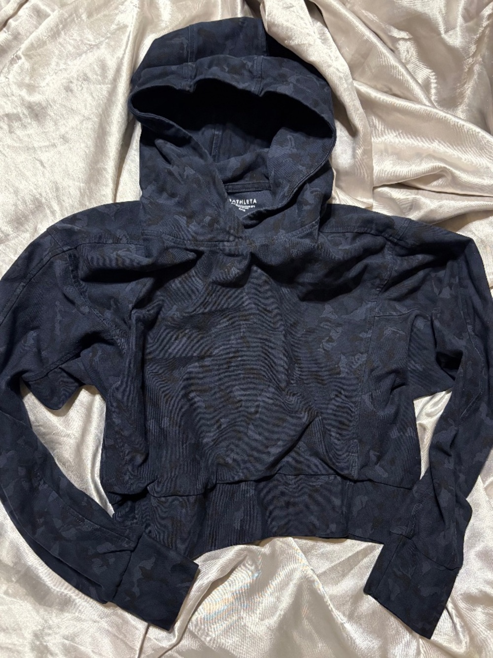 Athleta Farallon Cropped Camo Hoodie - Navy/Black - Size XXS
